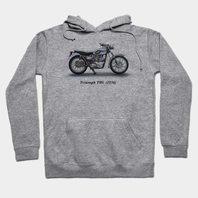 Drawing of Retro Classic Motorcycle Triumph TR6 1956 Hoodie by Roza@Artpage